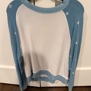 Wildfox Sky Blue and White Star Pullover
